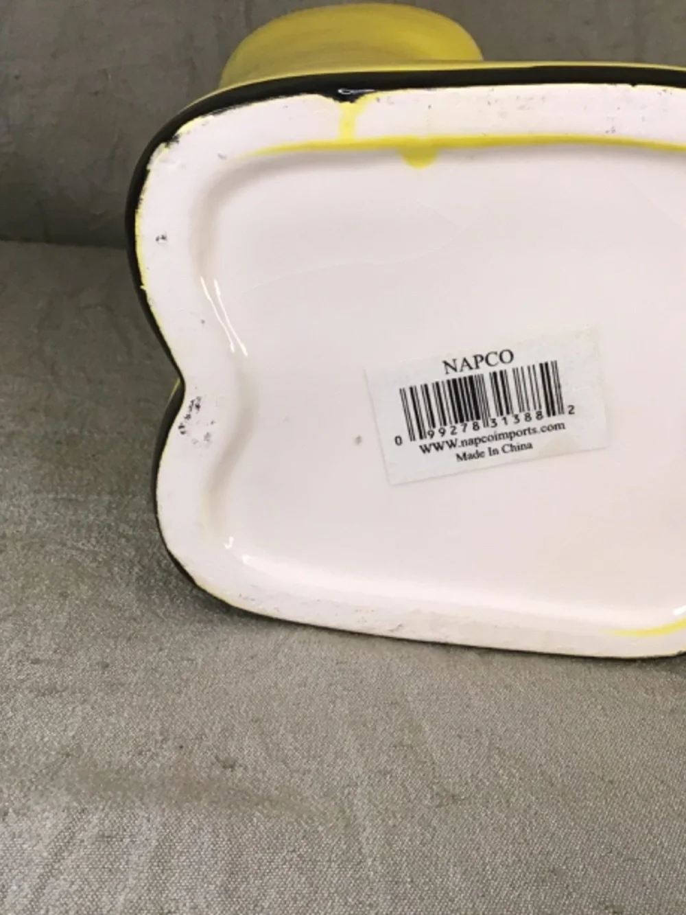 NWOT Napco Yellow Ceramic Rain Boot Planter or Vase . Designed For Small Plants.